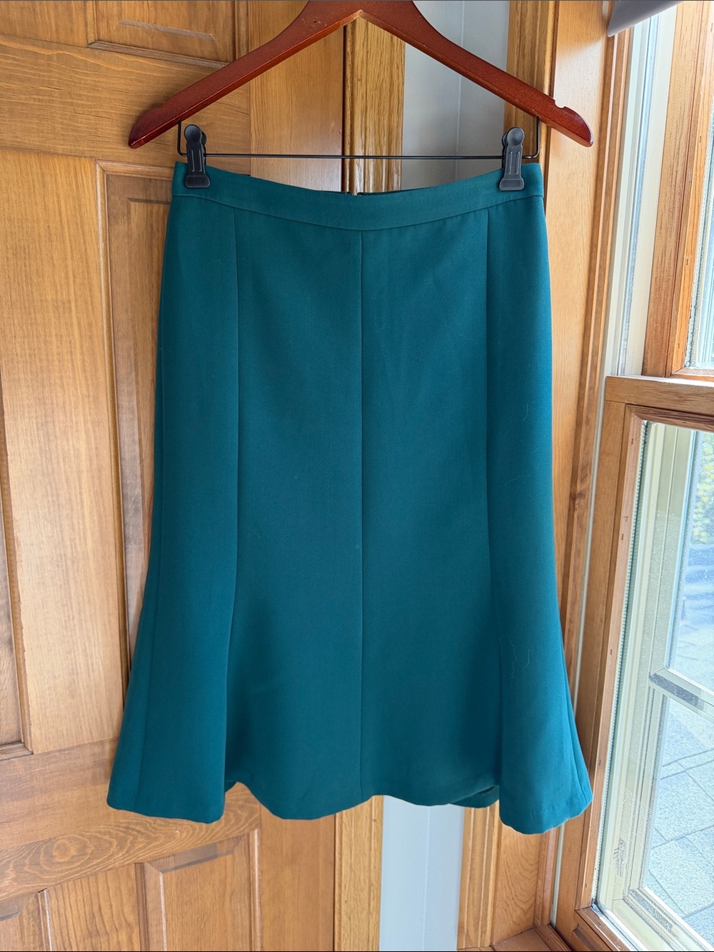 Ann Taylor Mermaid Midi Skirt Teal Green Fluted Flounce Size 0